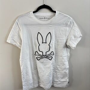 Psycho Bunny White T-Shirt with Black Outline Logo